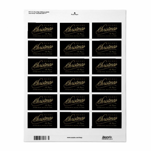 Modern zwart en goud script Vrolijk kerstfeest Etiket (Full Sheet)