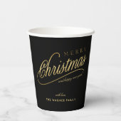 Modern zwart en goud script Vrolijk kerstfeest Papieren Bekers (Achterkant)