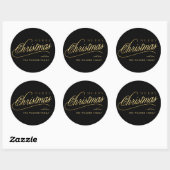 Modern zwart en goud script Vrolijk kerstfeest Ronde Sticker (Vel)