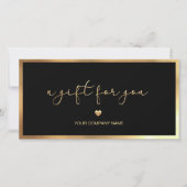 Modern zwart en goud Voeg Logo cadeaubon toe (Voorkant)