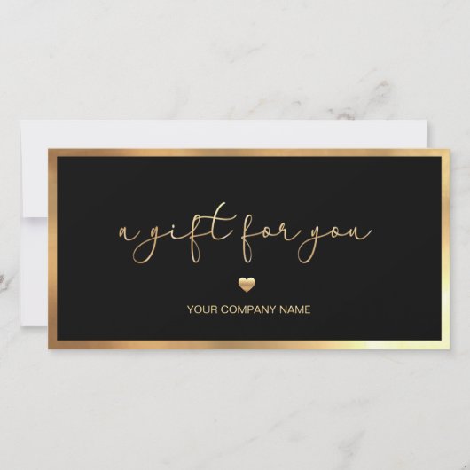 Modern zwart en goud Voeg Logo cadeaubon toe (Voorkant)