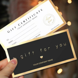 Modern zwart en goud Voeg Logo cadeaubon toe