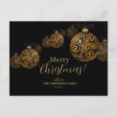 Modern Zwart en Goud Vrolijk Kerst Kaart (Voorkant)