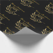 Modern Zwart en Goud Vrolijk Kerstnaam Hart Cadeaupapier (Hoek)