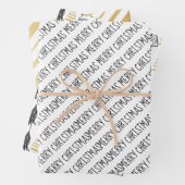 Modern zwart en goud vrolijke kerstbomen inpakpapier vel (In situ)