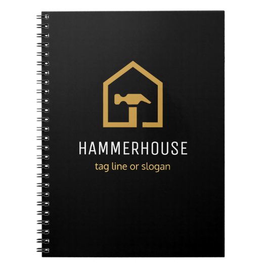 Modern zwart en gouden bouwgebouw notitieboek (Voorkant)