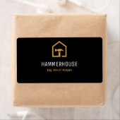 Modern zwart en gouden constructie retouradres etiket (Insitu)