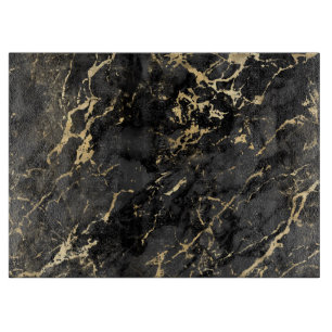 Modern zwart en gouden marmerpatroon snijplank