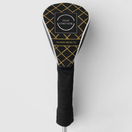 Modern zwart en gouden patroon bedrijf logo golfheadcover