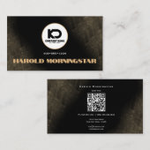 Modern zwart en gouden stenen QR en logo Visitekaartje (Voorkant / Achterkant)