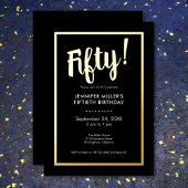 Modern zwart en goudfolie 50e verjaardag folie uitnodiging