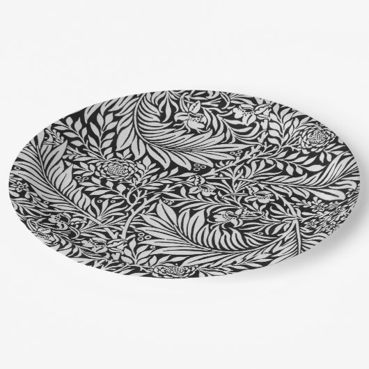 Modern Zwart en Grijs Bloemen Botanisch Papieren Bordje (Gekanteld)