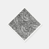 Modern Zwart en Grijs Bloemen Botanisch Servet (Hoek)