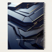 Modern zwart en grijs geometrisch ontwerp, naam en planner (Achterkant)