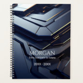 Modern zwart en grijs geometrisch ontwerp, naam en planner (Voorkant)