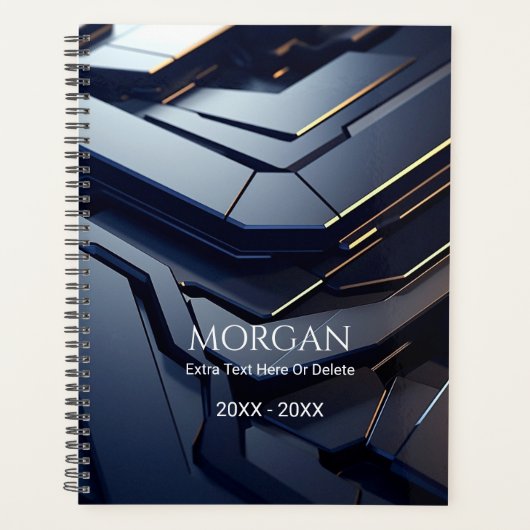 Modern zwart en grijs geometrisch ontwerp, naam en planner (Voorkant)