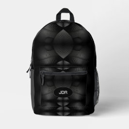 Modern zwart en grijs monogram bedrukte rugzak