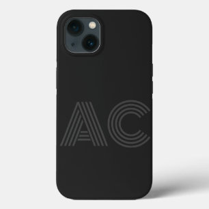 Modern zwart en grijs monogram Case-Mate iPhone case