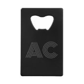 Modern zwart en grijs monogram creditkaart flessenopener (Voorkant)