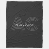 Modern zwart en grijs monogram fleece deken (Voorkant)