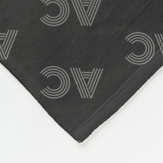 Modern zwart en grijs monogram fleece deken (Hoek)