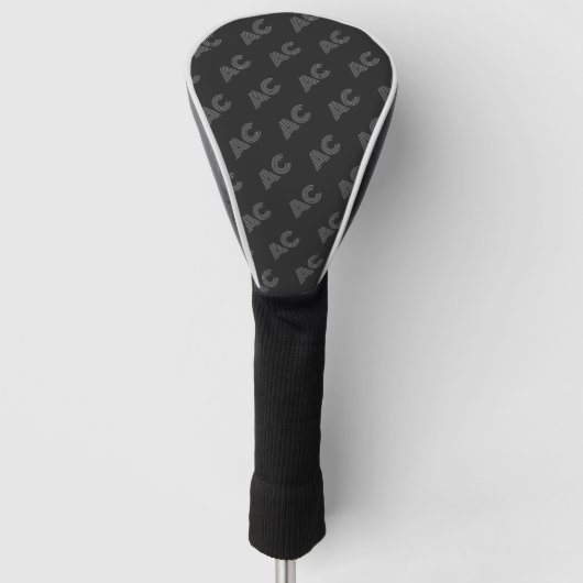 Modern zwart en grijs monogram golfheadcover (Voorkant)