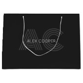 Modern zwart en grijs monogram groot cadeauzakje (Voorkant)
