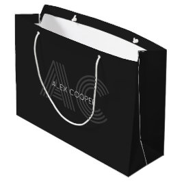 Modern zwart en grijs monogram groot cadeauzakje