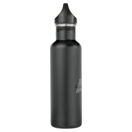 Modern zwart en grijs monogram waterfles (Links)