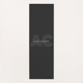 Modern zwart en grijs monogram yogamat
