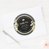 Modern Zwart en Grijs Verpakkingsetiketten Goud Li Ronde Sticker (Envelop)