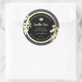 Modern Zwart en Grijs Verpakkingsetiketten Goud Li Ronde Sticker (Tas)