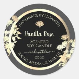 Modern Zwart en Grijs Verpakkingsetiketten Goud Li Ronde Sticker