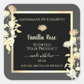 Modern Zwart en Grijs Verpakkingsetiketten Goud Li Vierkante Sticker (Voorkant)