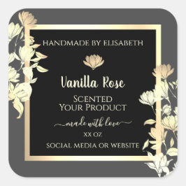 Modern Zwart en Grijs Verpakkingsetiketten Goud Li Vierkante Sticker