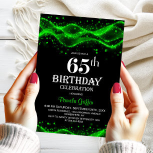 Modern zwart en groen 65e verjaardagsfeest kaart