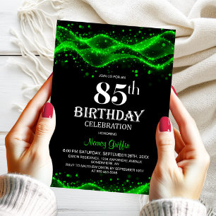 Modern zwart en groen 85ste verjaardagsfeest kaart