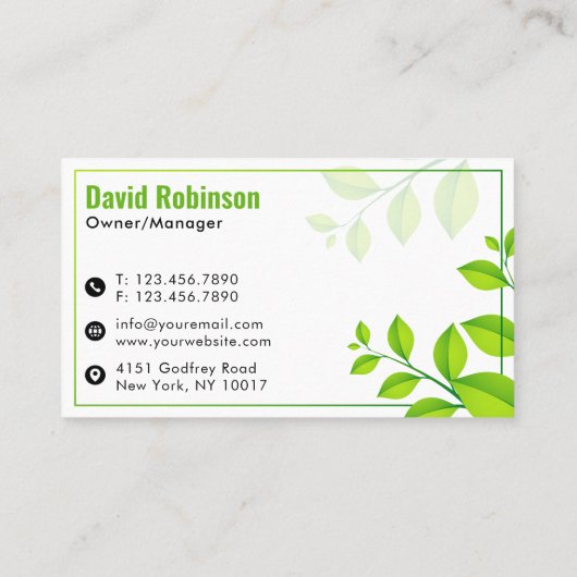 Modern zwart en groen landschapsarchitectuur Logo Visitekaartje (Achterkant)