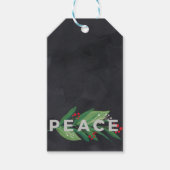 Modern zwart en groen met Holly Berry Peace Cadeaulabel (Voorkant)