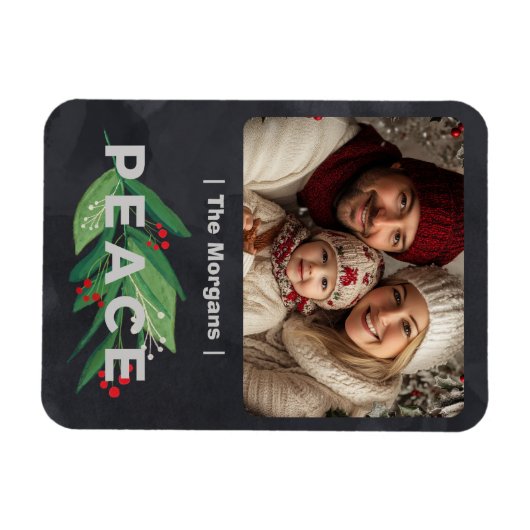 Modern zwart en groen met Holly Berry Peace Magneet (Horizontaal)