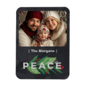 Modern zwart en groen met Holly Berry Peace Magneet (Verticaal)