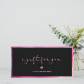 Modern zwart en heet roze Voeg Logo Gift Kaart (Staand voorkant)