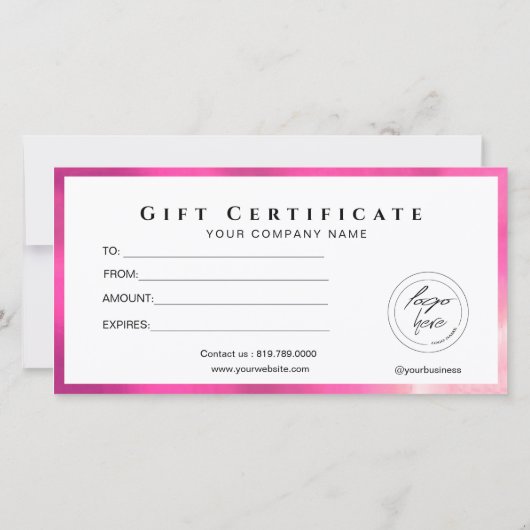 Modern zwart en heet roze Voeg Logo Gift Kaart (Achterkant)