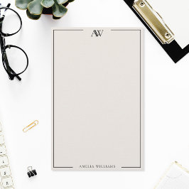 Modern zwart en ivoor minimalistisch elegant monog briefpapier