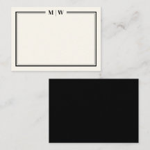 Modern zwart en ivoor minimalistisch monogram