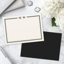 Modern zwart en ivoor minimalistisch monogram