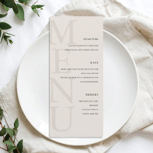 Modern zwart en ivoor minimalistische bruiloft menu