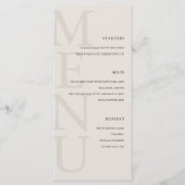 Modern zwart en ivoor minimalistische bruiloft menu (Voorkant)