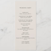 Modern zwart en ivoor minimalistische bruiloft programmakaart (Achterkant)