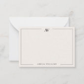 Modern zwart en ivoor minimalistische elegante mon notitiekaartje (Voorkant)